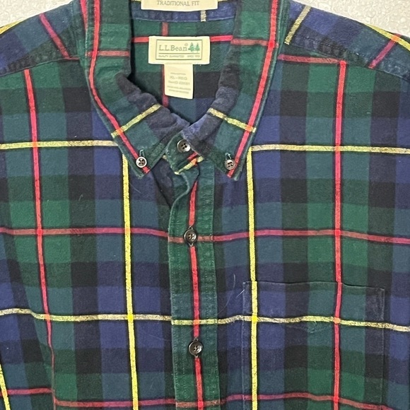 LL Bean Tradition Fit Striped Catalyst Flannel Shirt Sz XL - Picture 2 of 6